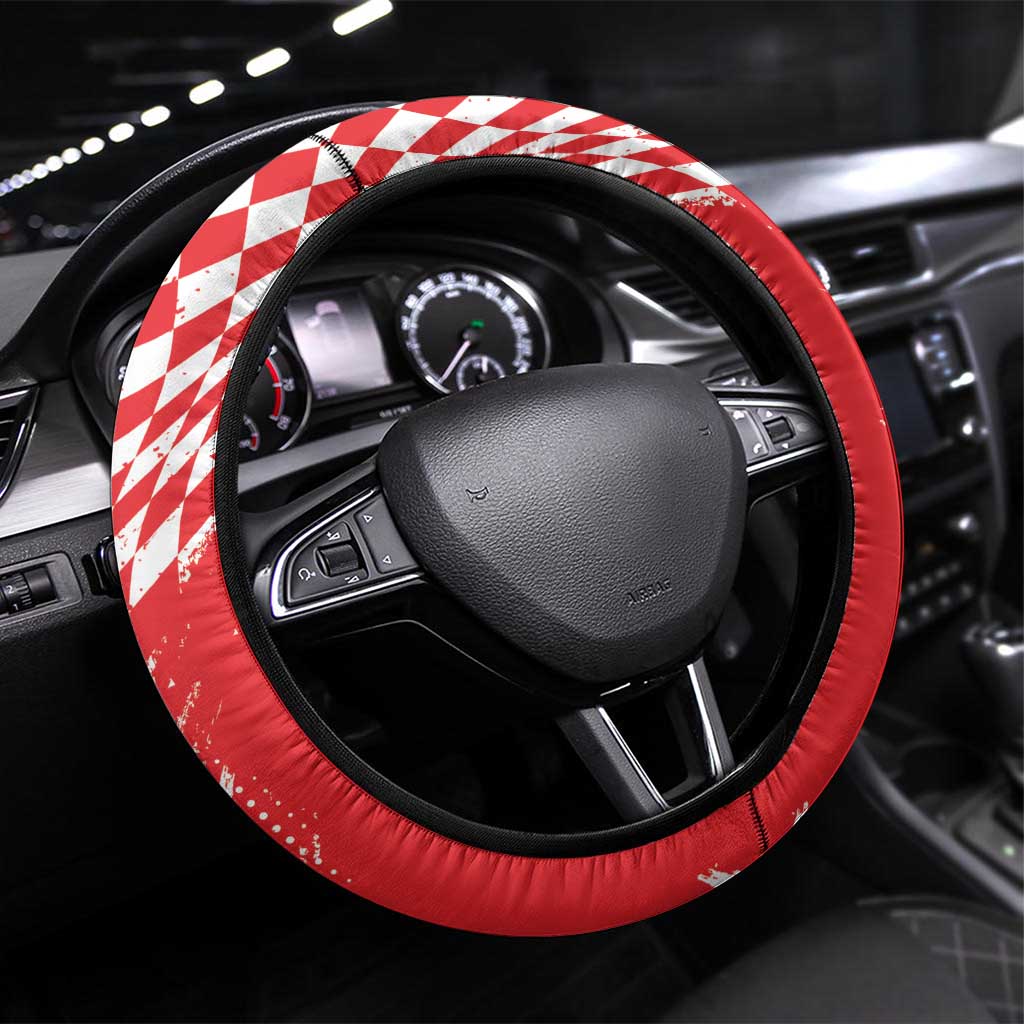 Croatia Rugby Steering Wheel Cover Chessboard with Sporty Pattern - Wonder Print Shop