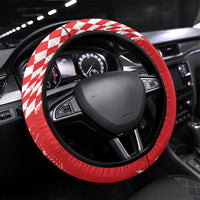 Croatia Rugby Steering Wheel Cover Chessboard with Sporty Pattern - Wonder Print Shop
