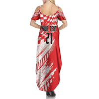 Croatia Rugby Custom Summer Maxi Dress Chessboard with Sporty Pattern - Wonder Print Shop