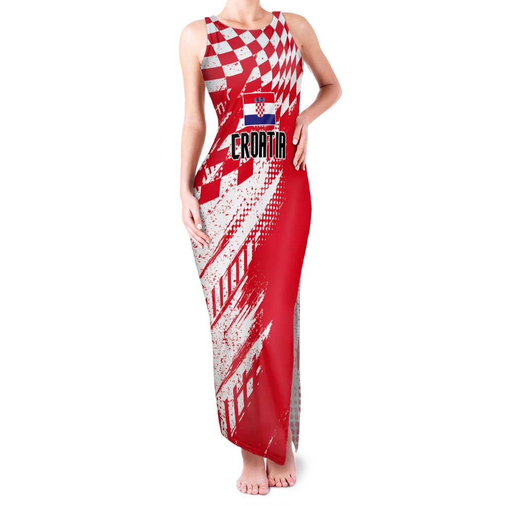 Croatia Rugby Custom Tank Maxi Dress Chessboard with Sporty Pattern - Wonder Print Shop