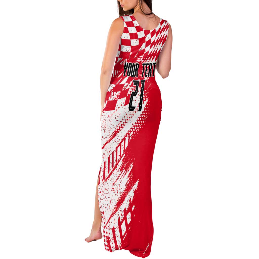 Croatia Rugby Custom Tank Maxi Dress Chessboard with Sporty Pattern - Wonder Print Shop
