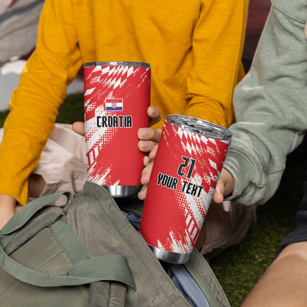 Croatia Rugby Custom Tumbler Cup Chessboard with Sporty Pattern - Wonder Print Shop