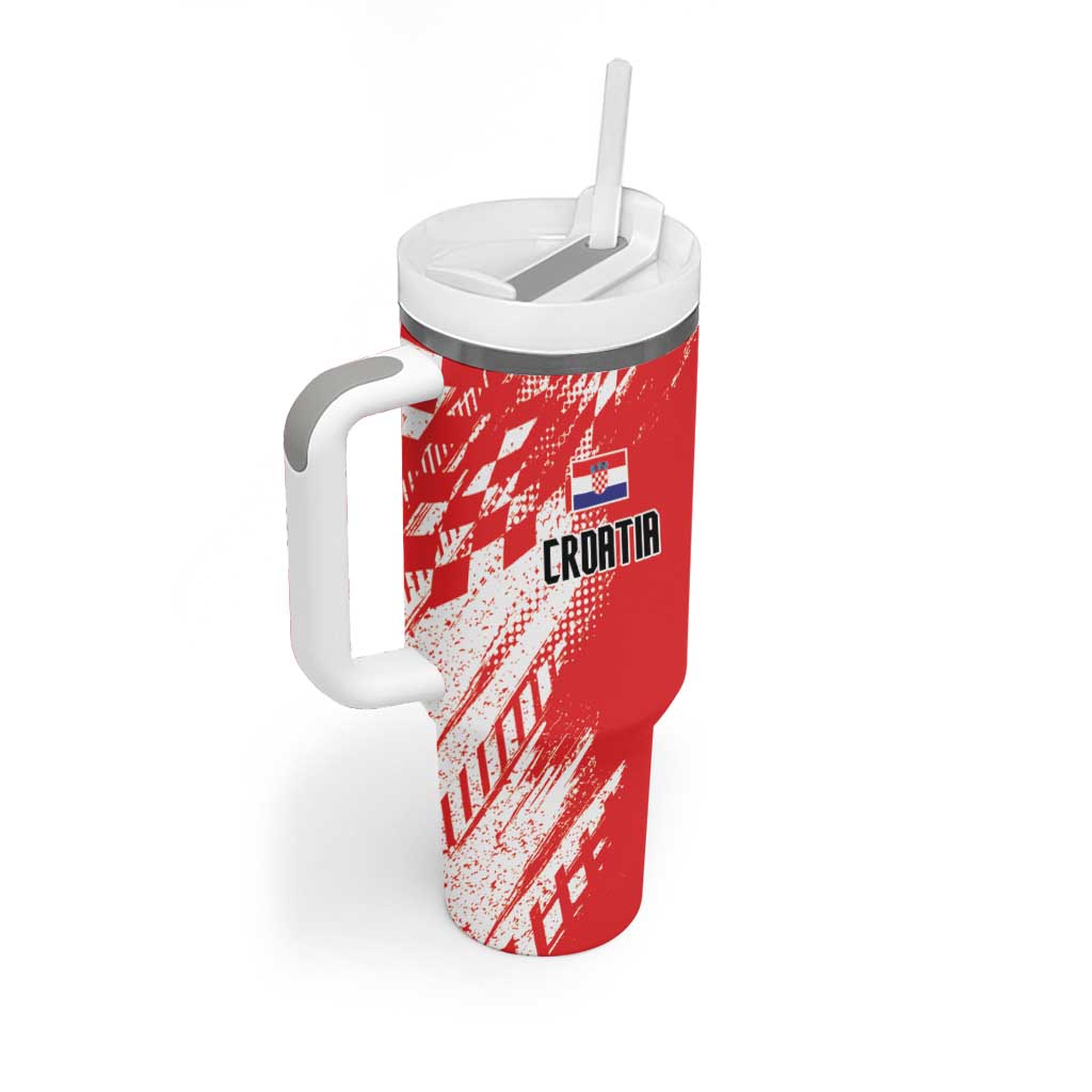 Croatia Rugby Custom Tumbler With Handle Chessboard with Sporty Pattern - Wonder Print Shop