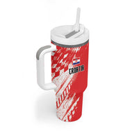 Croatia Rugby Custom Tumbler With Handle Chessboard with Sporty Pattern - Wonder Print Shop