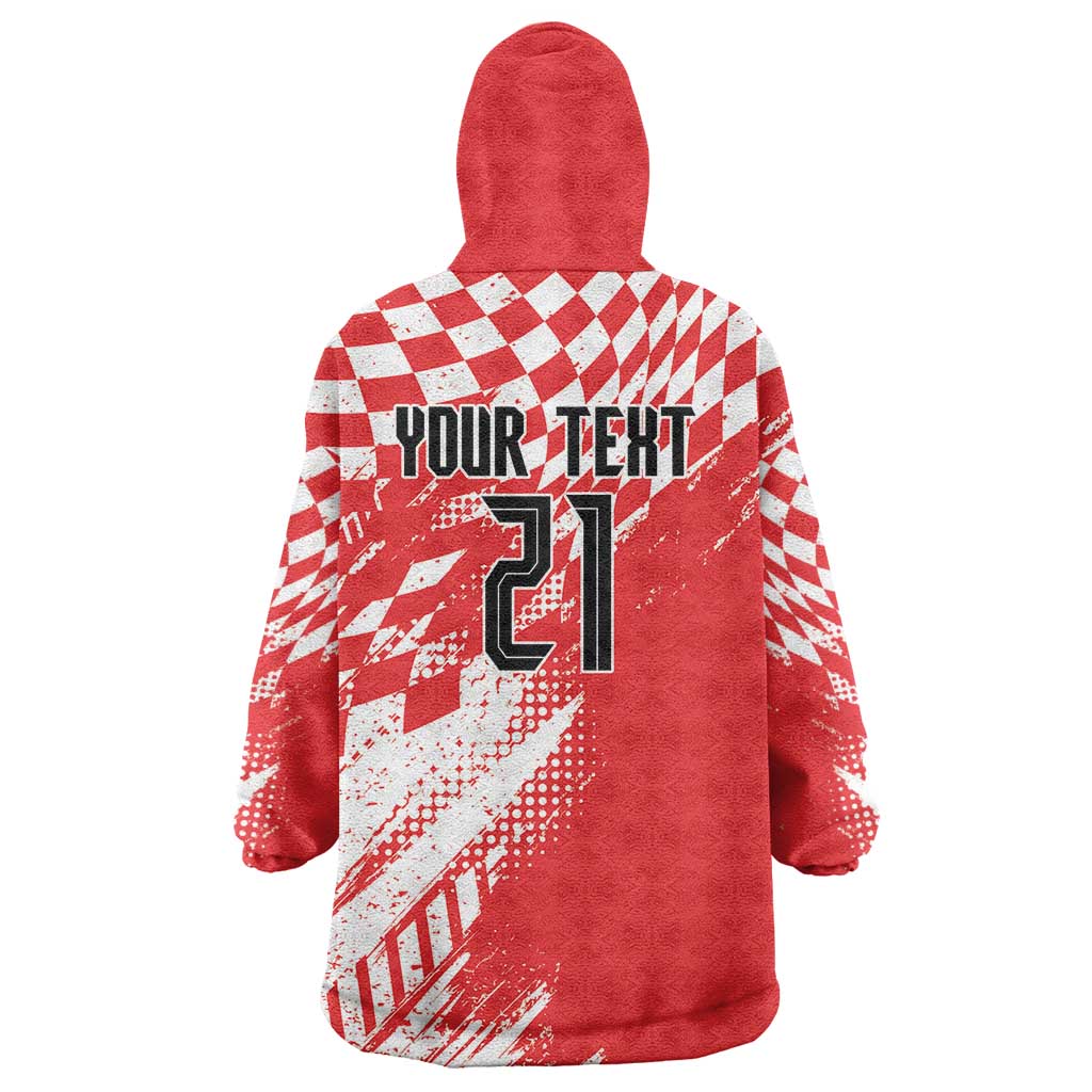 Croatia Rugby Custom Wearable Blanket Hoodie Chessboard with Sporty Pattern - Wonder Print Shop