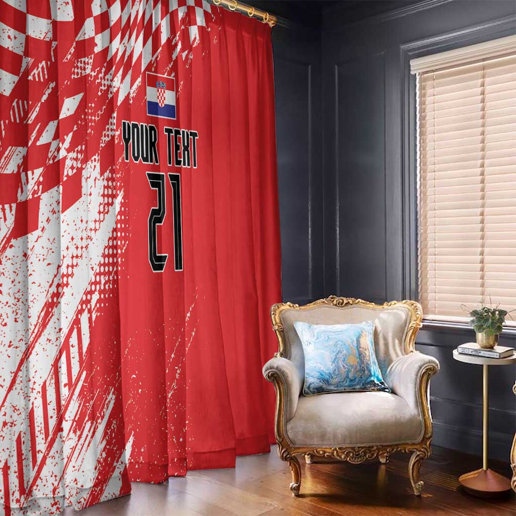 Croatia Rugby Custom Window Curtain Chessboard with Sporty Pattern - Wonder Print Shop