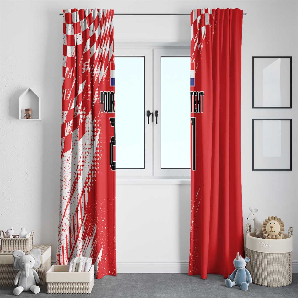 Croatia Rugby Custom Window Curtain Chessboard with Sporty Pattern - Wonder Print Shop