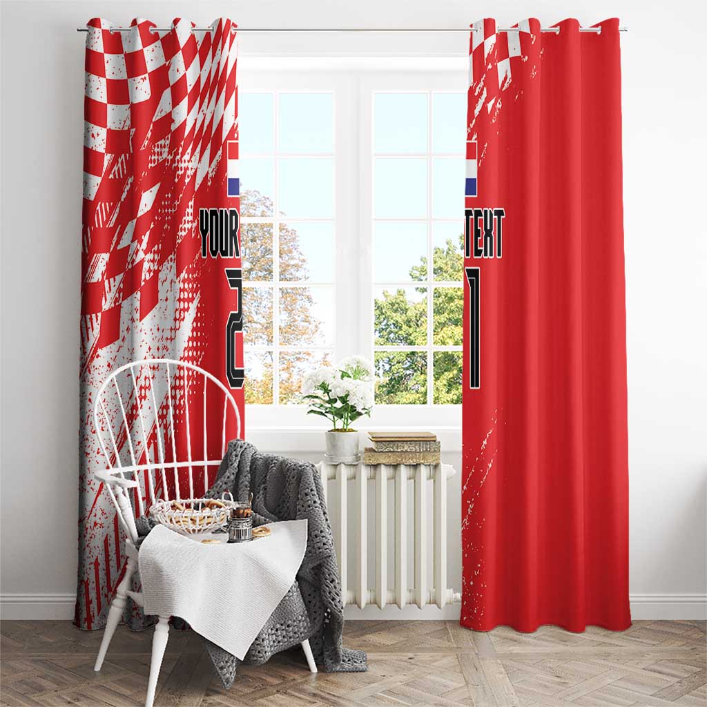 Croatia Rugby Custom Window Curtain Chessboard with Sporty Pattern - Wonder Print Shop