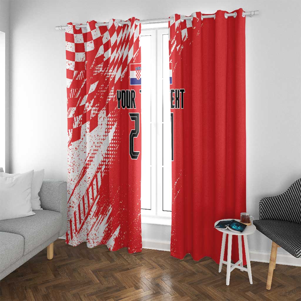 Croatia Rugby Custom Window Curtain Chessboard with Sporty Pattern - Wonder Print Shop