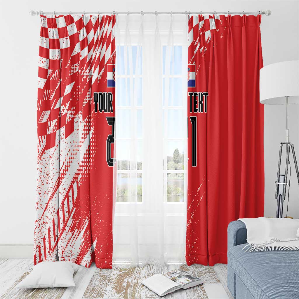 Croatia Rugby Custom Window Curtain Chessboard with Sporty Pattern - Wonder Print Shop