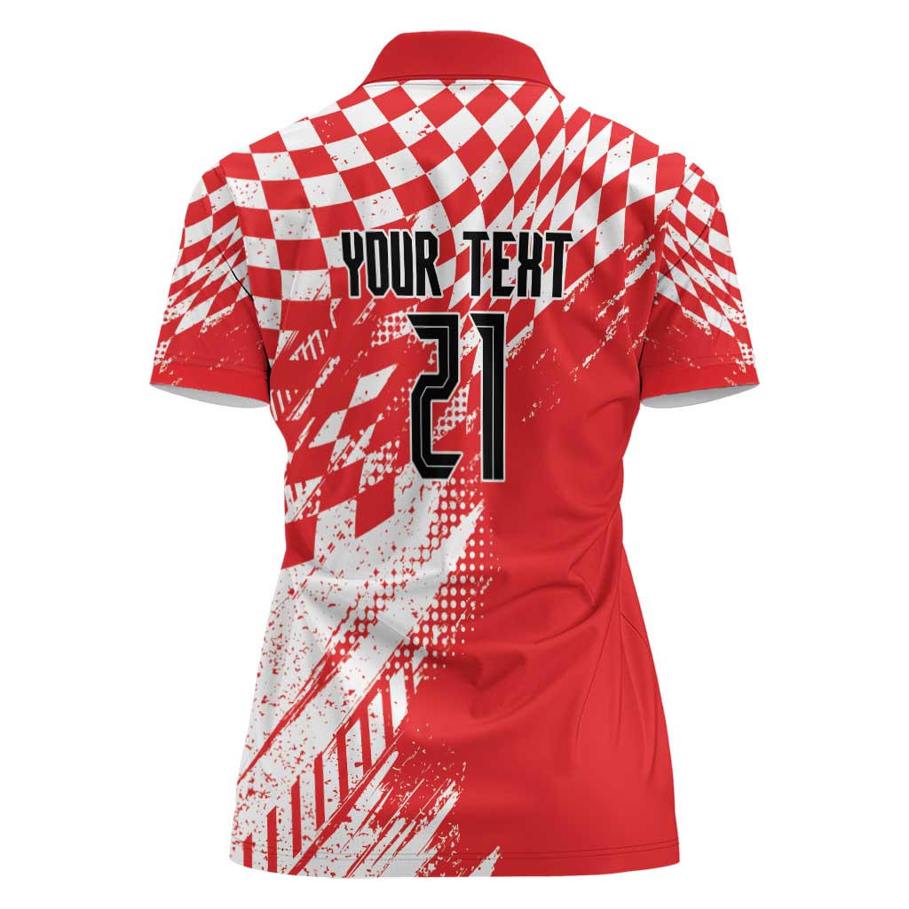 Croatia Rugby Custom Women Polo Shirt Chessboard with Sporty Pattern - Wonder Print Shop