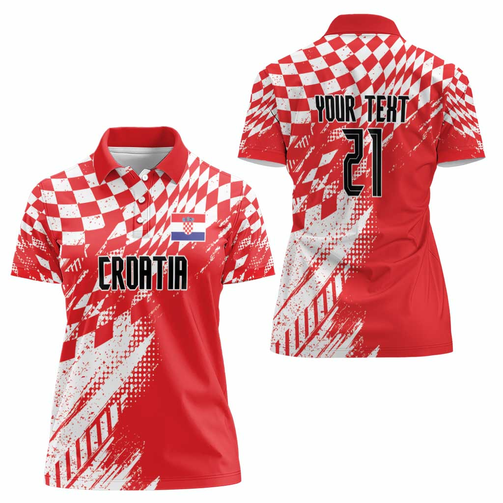Croatia Rugby Custom Women Polo Shirt Chessboard with Sporty Pattern - Wonder Print Shop