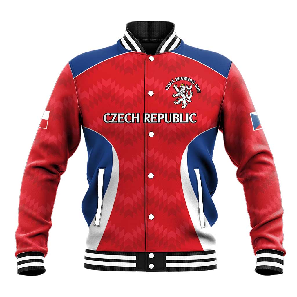 Czech Republic Rugby Custom Baseball Jacket Silver Double-tailed Lion Sporty Pattern LT9 - Wonder Print Shop