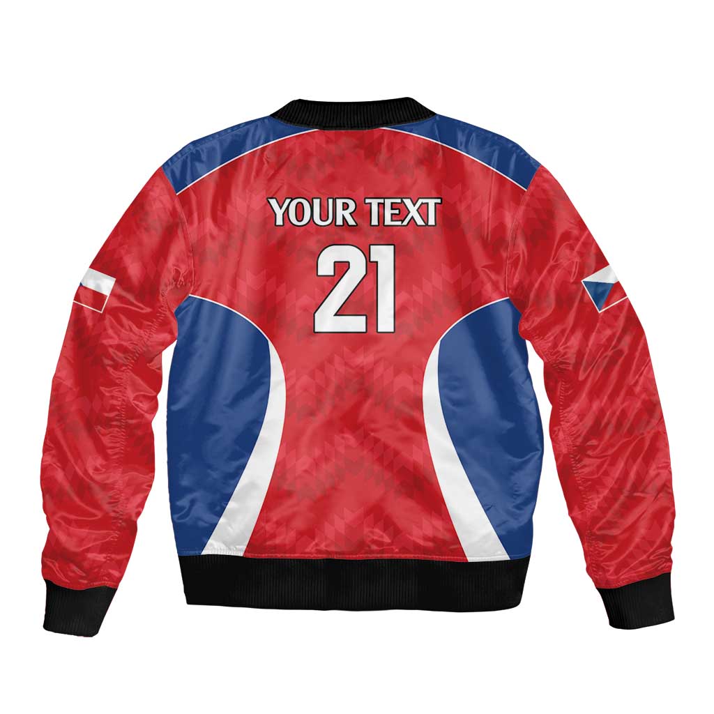 Czech Republic Rugby Custom Bomber Jacket Silver Double-tailed Lion Sporty Pattern LT9 - Wonder Print Shop