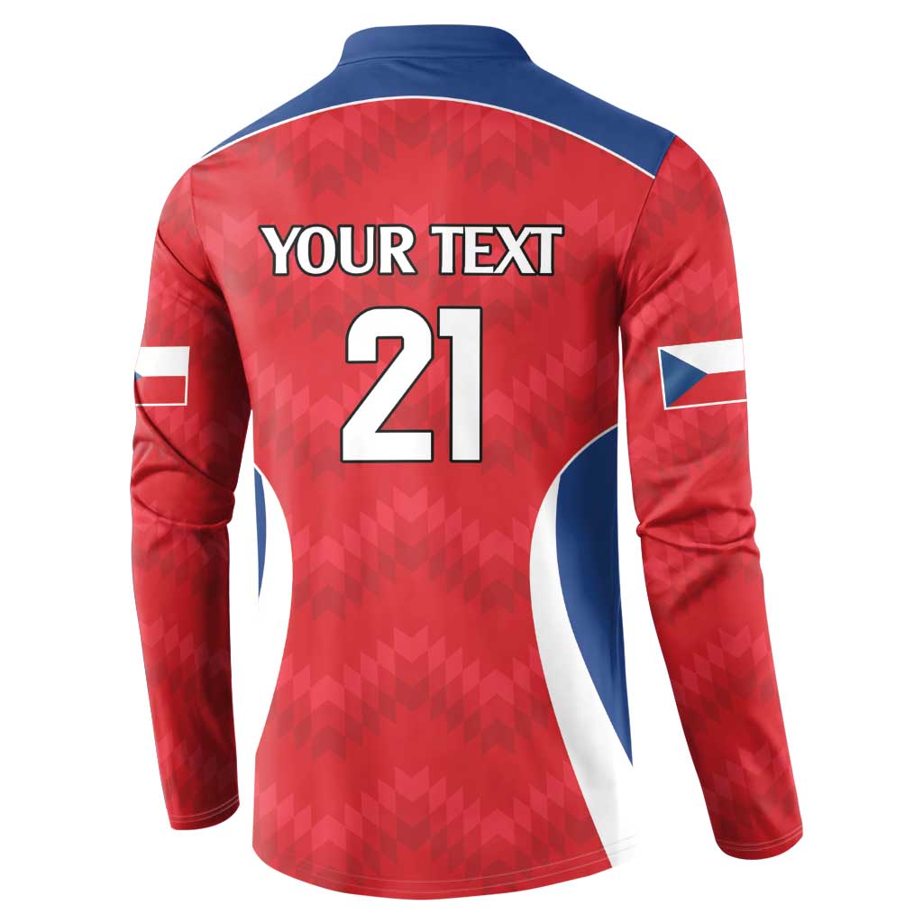 Czech Republic Rugby Custom Button Sweatshirt Silver Double-tailed Lion Sporty Pattern LT9 - Wonder Print Shop