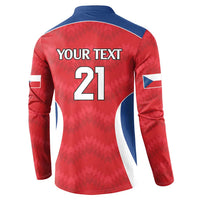 Czech Republic Rugby Custom Button Sweatshirt Silver Double-tailed Lion Sporty Pattern LT9 - Wonder Print Shop