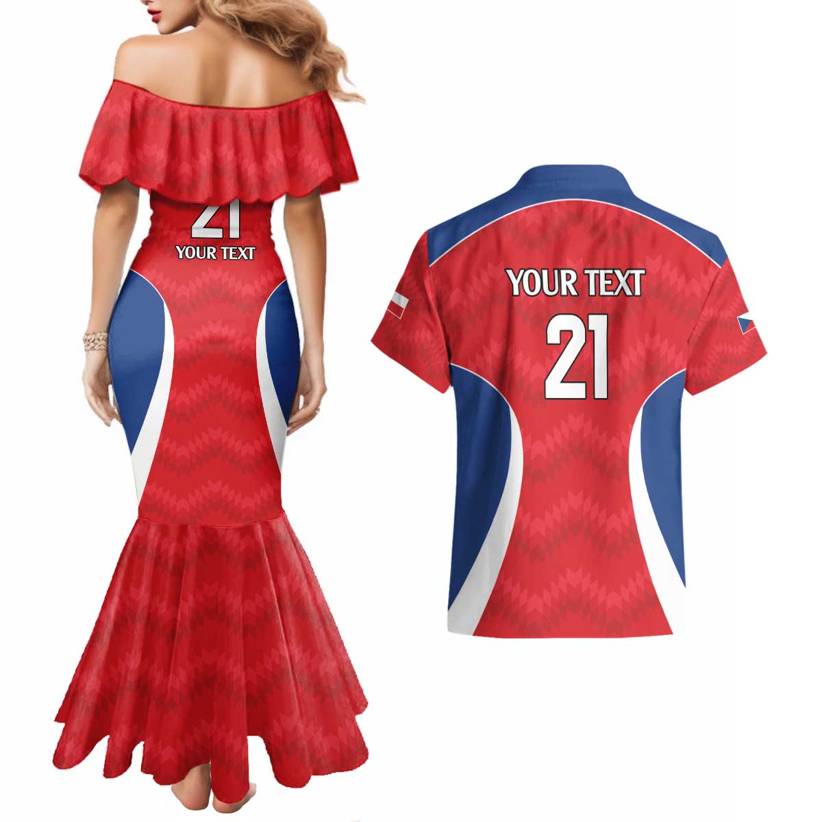 Czech Republic Rugby Custom Couples Matching Mermaid Dress and Hawaiian Shirt Silver Double-tailed Lion Sporty Pattern LT9 - Wonder Print Shop