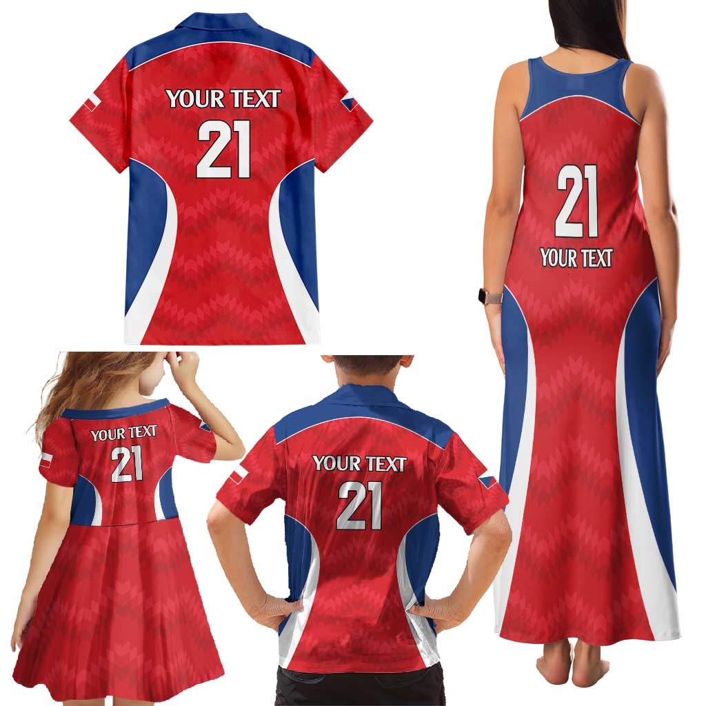 Czech Republic Rugby Custom Family Matching Tank Maxi Dress and Hawaiian Shirt Silver Double-tailed Lion Sporty Pattern - Wonder Print Shop