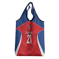 Czech Republic Rugby Custom Grocery Bag Silver Double-tailed Lion Sporty Pattern