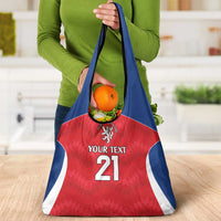 Czech Republic Rugby Custom Grocery Bag Silver Double-tailed Lion Sporty Pattern