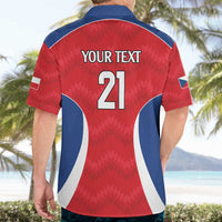 Czech Republic Rugby Custom Hawaiian Shirt Silver Double-tailed Lion Sporty Pattern - Wonder Print Shop