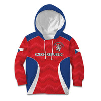 Czech Republic Rugby Custom Kid Hoodie Silver Double-tailed Lion Sporty Pattern - Wonder Print Shop