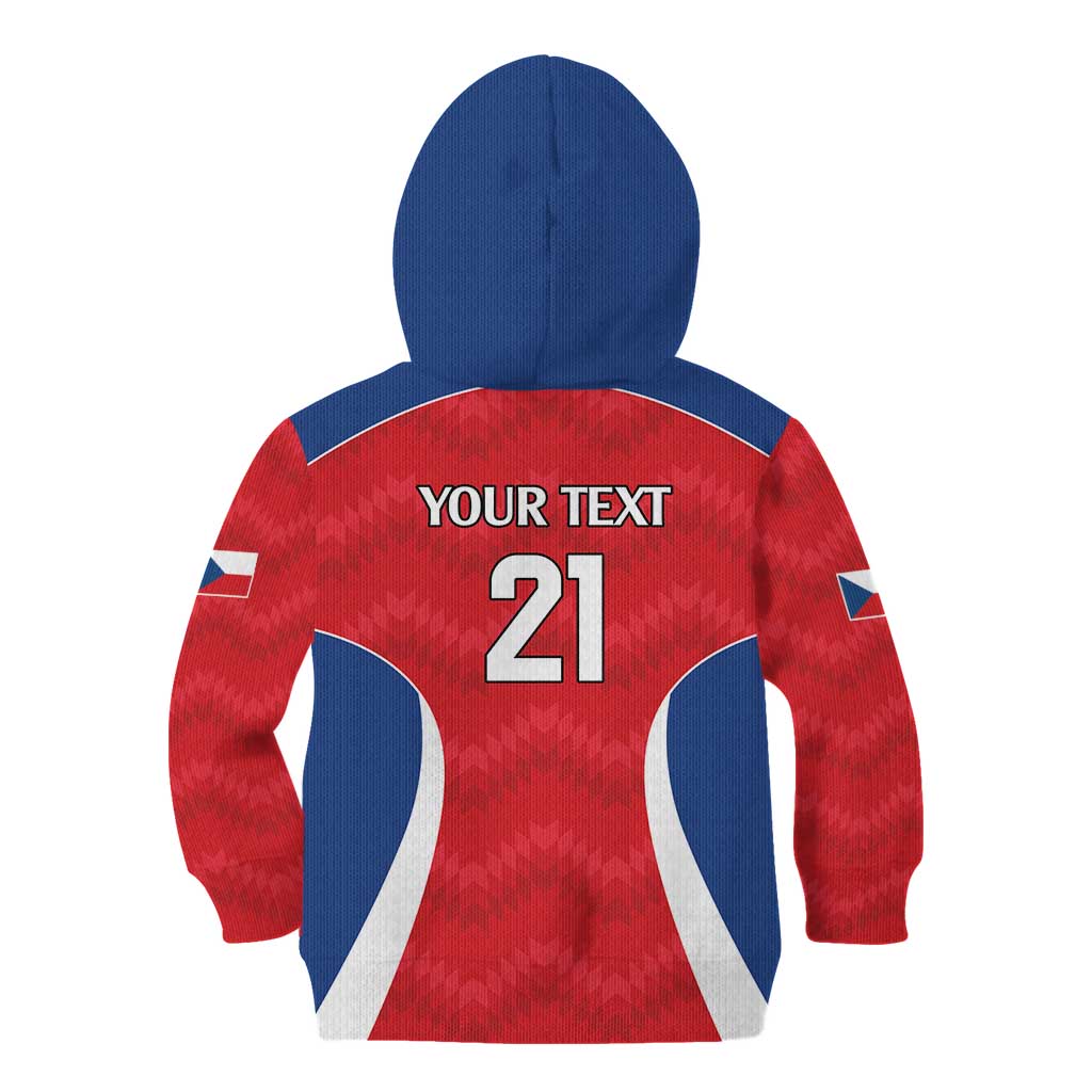 Czech Republic Rugby Custom Kid Hoodie Silver Double-tailed Lion Sporty Pattern - Wonder Print Shop