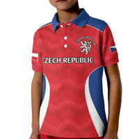 Czech Republic Rugby Custom Kid Polo Shirt Silver Double-tailed Lion Sporty Pattern - Wonder Print Shop