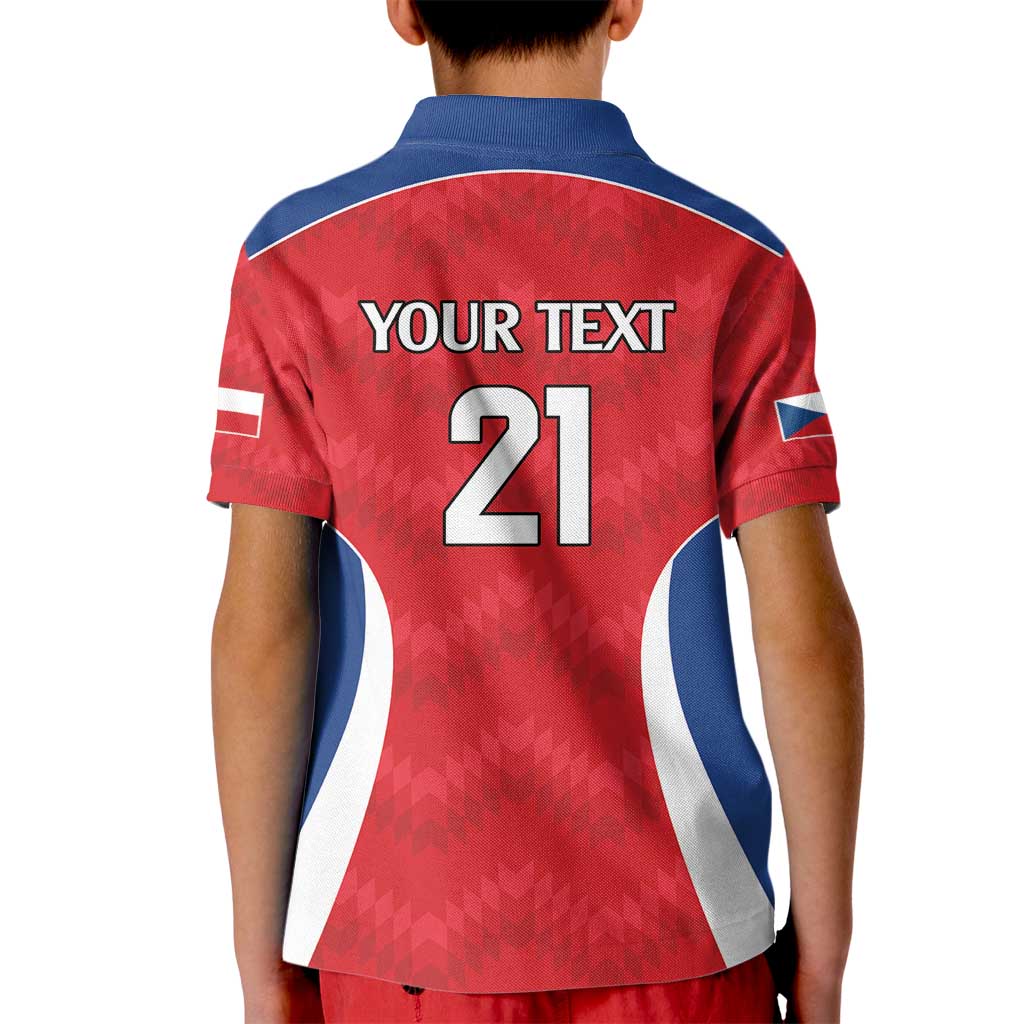 Czech Republic Rugby Custom Kid Polo Shirt Silver Double-tailed Lion Sporty Pattern - Wonder Print Shop