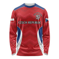 Czech Republic Rugby Custom Long Sleeve Shirt Silver Double-tailed Lion Sporty Pattern - Wonder Print Shop