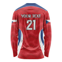 Czech Republic Rugby Custom Long Sleeve Shirt Silver Double-tailed Lion Sporty Pattern - Wonder Print Shop