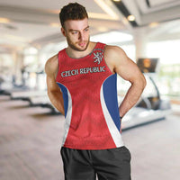 Czech Republic Rugby Custom Men Tank Top Silver Double-tailed Lion Sporty Pattern - Wonder Print Shop