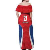 Czech Republic Rugby Custom Off Shoulder Maxi Dress Silver Double-tailed Lion Sporty Pattern - Wonder Print Shop