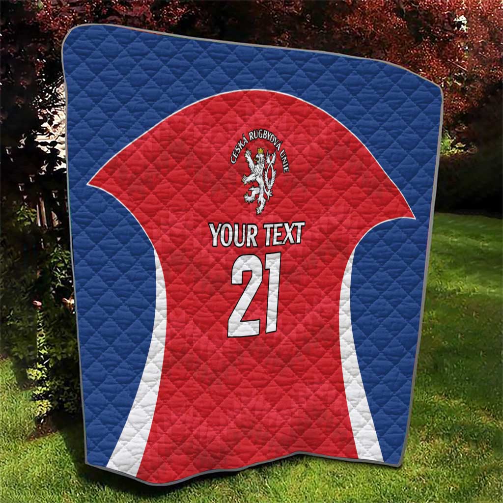 Czech Republic Rugby Custom Quilt Silver Double-tailed Lion Sporty Pattern - Wonder Print Shop