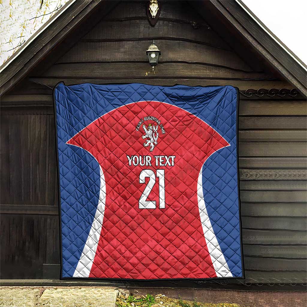 Czech Republic Rugby Custom Quilt Silver Double-tailed Lion Sporty Pattern - Wonder Print Shop
