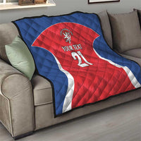 Czech Republic Rugby Custom Quilt Silver Double-tailed Lion Sporty Pattern - Wonder Print Shop