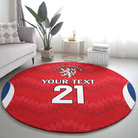 Czech Republic Rugby Custom Round Carpet Silver Double-tailed Lion Sporty Pattern