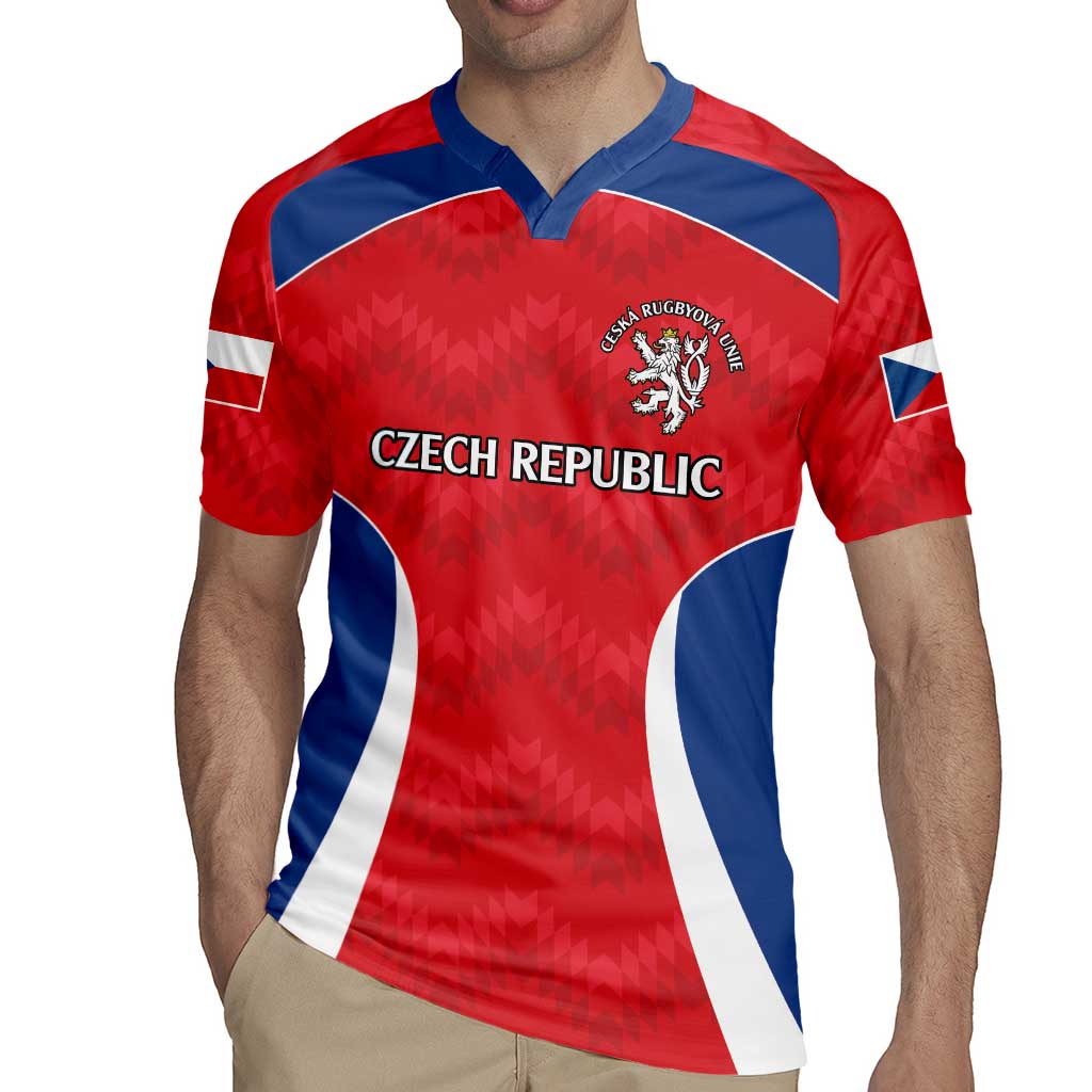 Czech Republic Rugby Custom Rugby Jersey Silver Double-tailed Lion Sporty Pattern - Wonder Print Shop