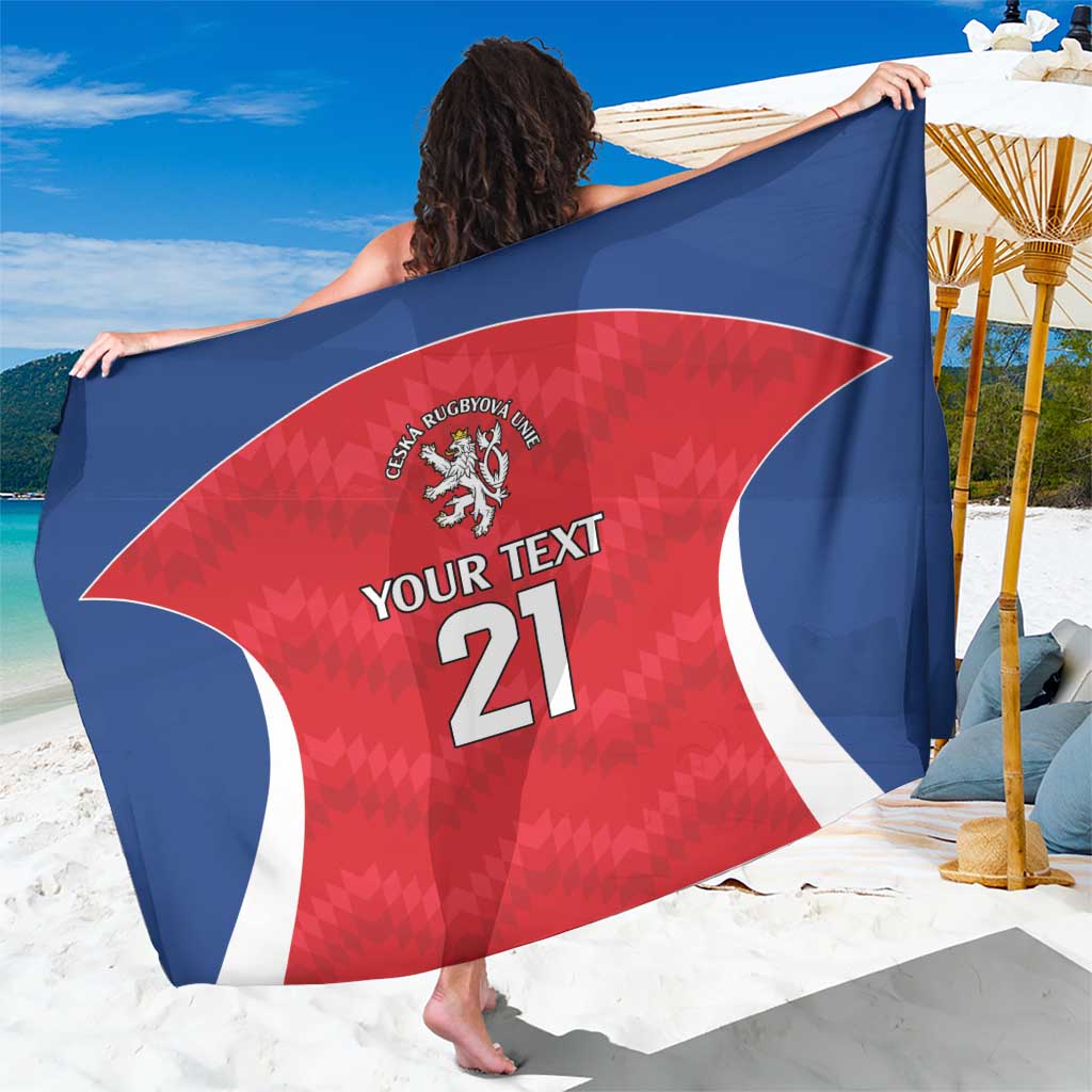 Czech Republic Rugby Custom Sarong Silver Double-tailed Lion Sporty Pattern - Wonder Print Shop