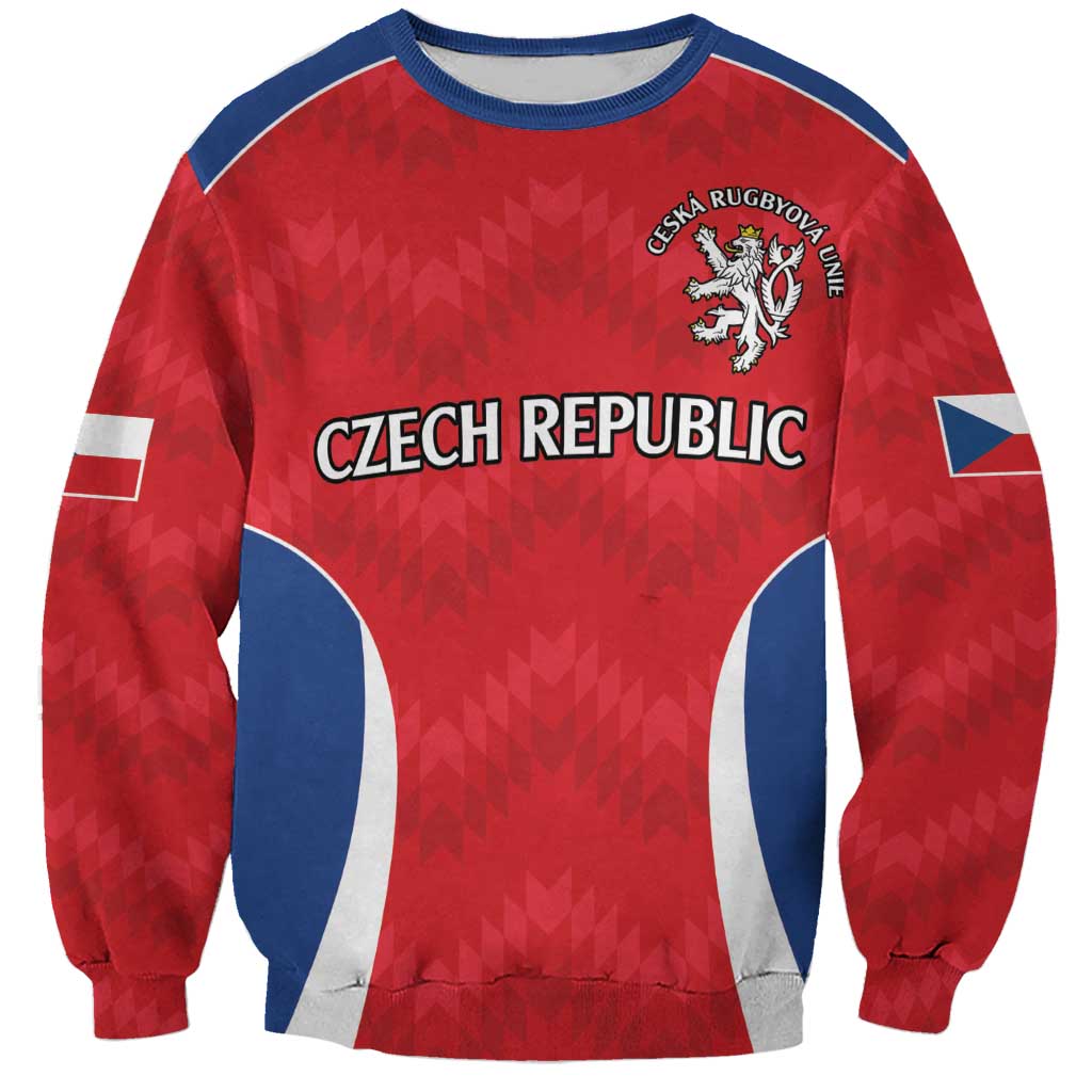 Czech Republic Rugby Custom Sweatshirt Silver Double-tailed Lion Sporty Pattern - Wonder Print Shop