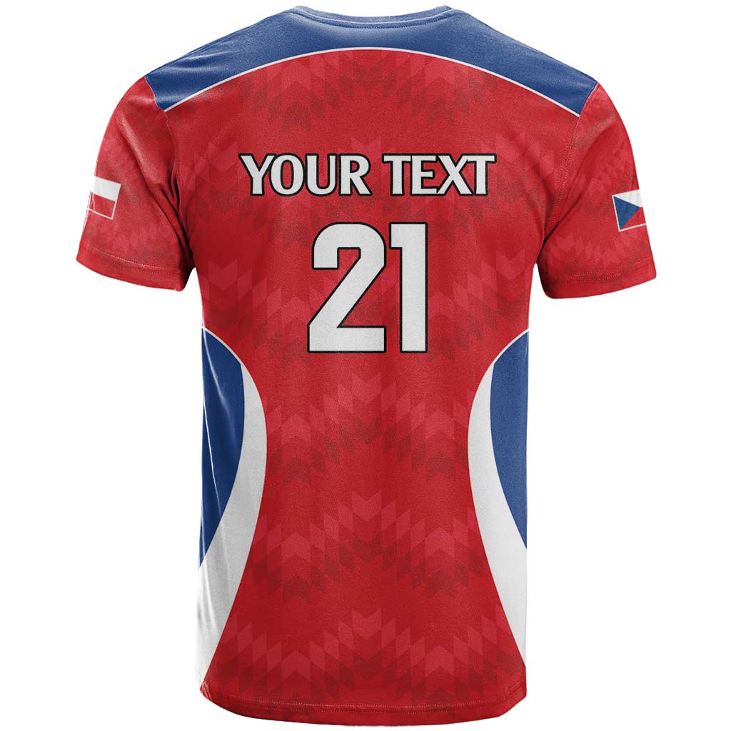 Czech Republic Rugby Custom T Shirt Silver Double-tailed Lion Sporty Pattern - Wonder Print Shop