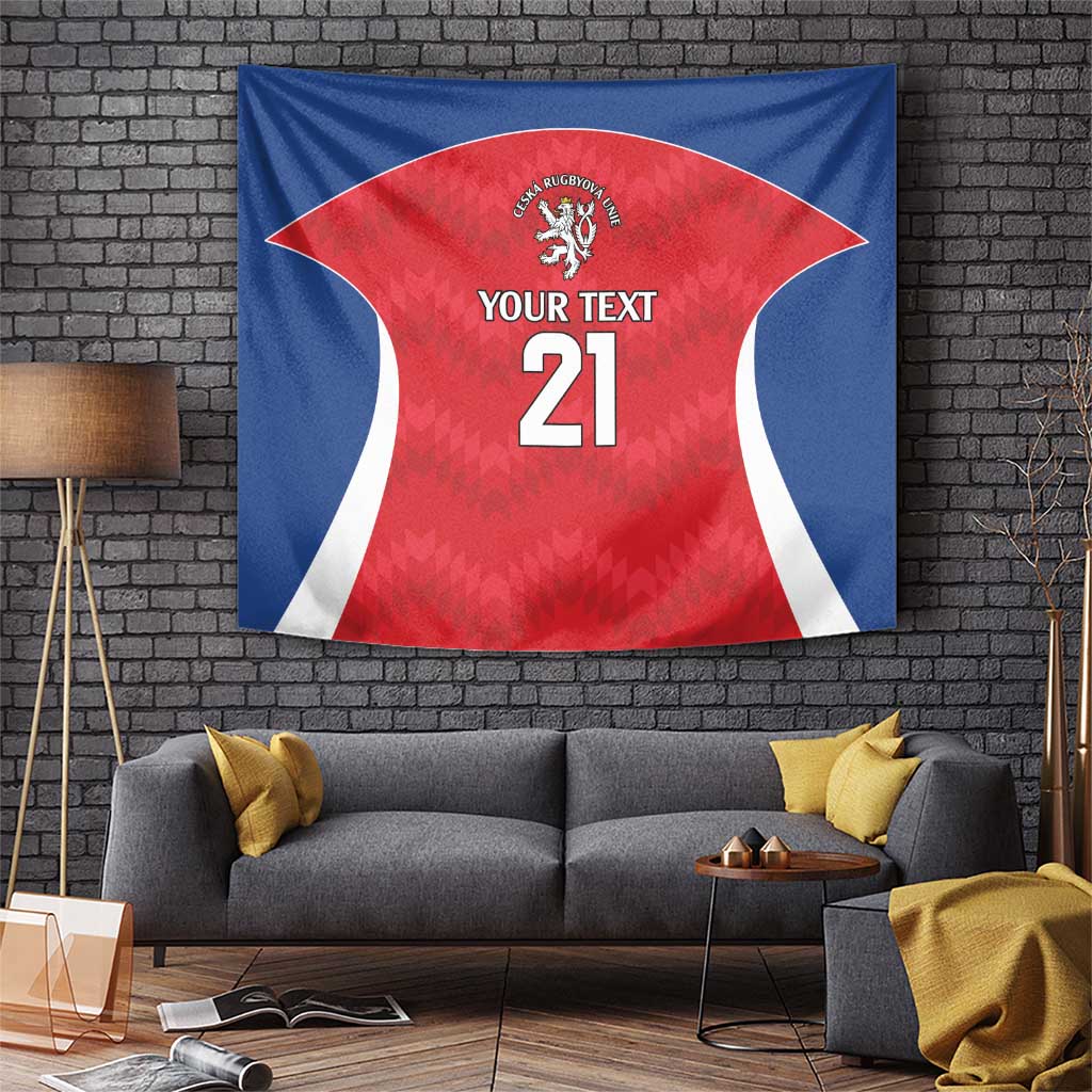Czech Republic Rugby Custom Tapestry Silver Double-tailed Lion Sporty Pattern - Wonder Print Shop