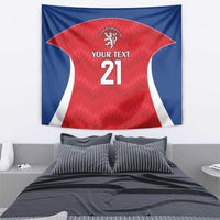 Czech Republic Rugby Custom Tapestry Silver Double-tailed Lion Sporty Pattern - Wonder Print Shop