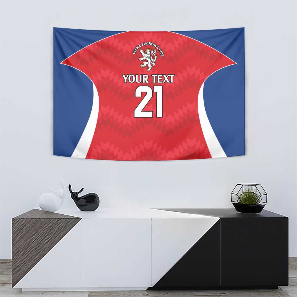 Czech Republic Rugby Custom Tapestry Silver Double-tailed Lion Sporty Pattern - Wonder Print Shop