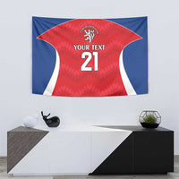 Czech Republic Rugby Custom Tapestry Silver Double-tailed Lion Sporty Pattern - Wonder Print Shop