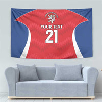 Czech Republic Rugby Custom Tapestry Silver Double-tailed Lion Sporty Pattern - Wonder Print Shop