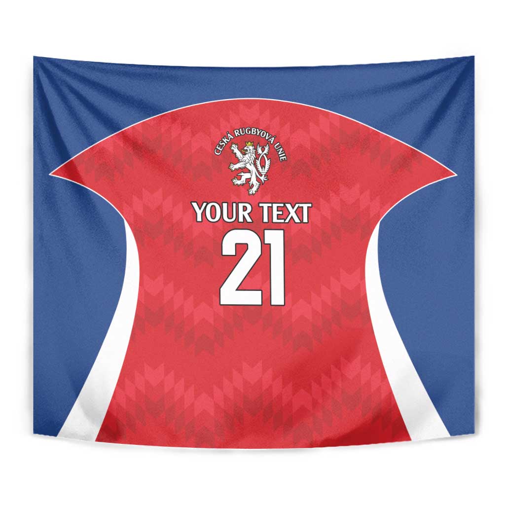 Czech Republic Rugby Custom Tapestry Silver Double-tailed Lion Sporty Pattern - Wonder Print Shop
