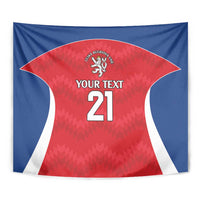 Czech Republic Rugby Custom Tapestry Silver Double-tailed Lion Sporty Pattern - Wonder Print Shop