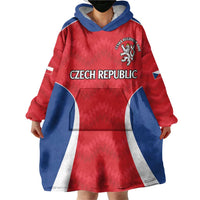 Czech Republic Rugby Custom Wearable Blanket Hoodie Silver Double-tailed Lion Sporty Pattern - Wonder Print Shop