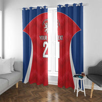 Czech Republic Rugby Custom Window Curtain Silver Double-tailed Lion Sporty Pattern - Wonder Print Shop